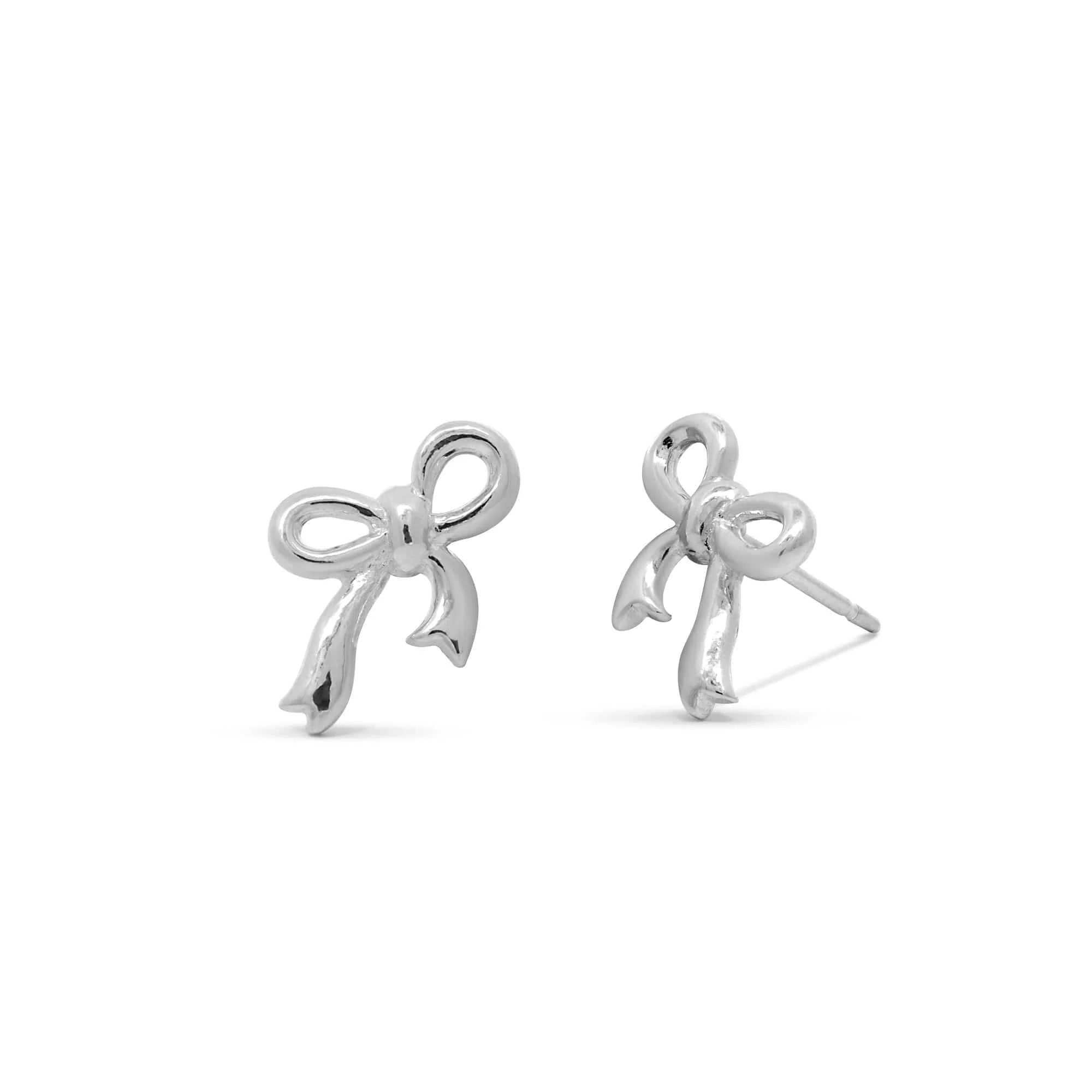 Hoop earrings with twisted metal designs for a dynamic and modern style-Bow Tie Ribbons Studs