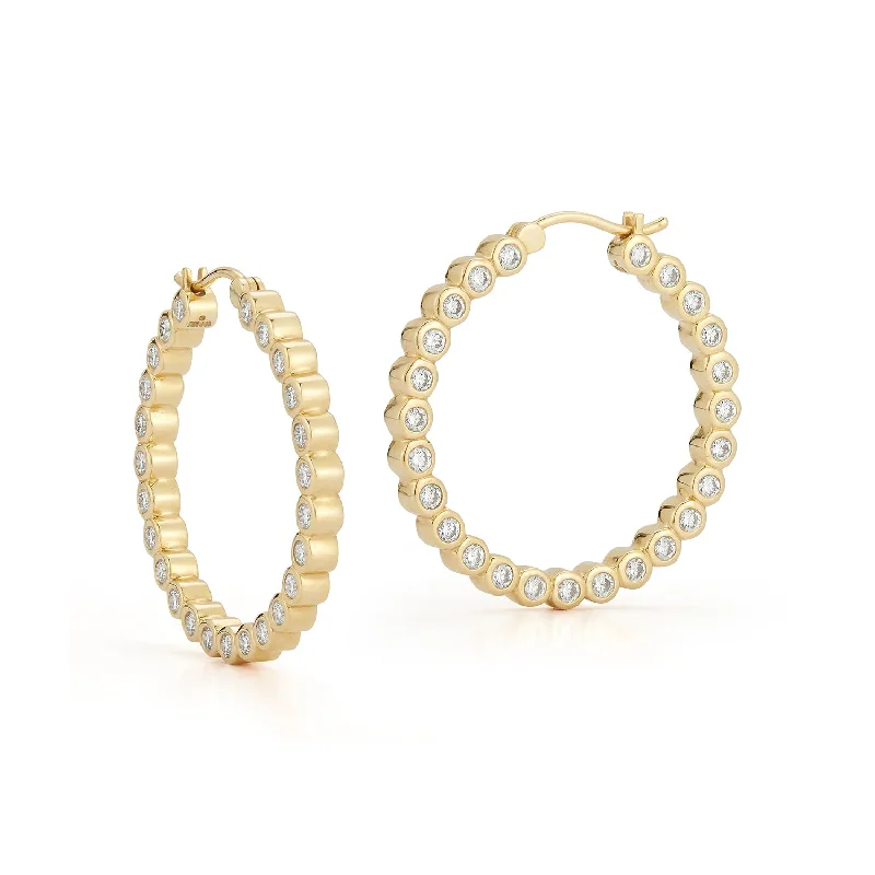 Hoop earrings with tortoiseshell designs for a chic and classic style-Bubble Double-Sided Diamond Hoops - Large