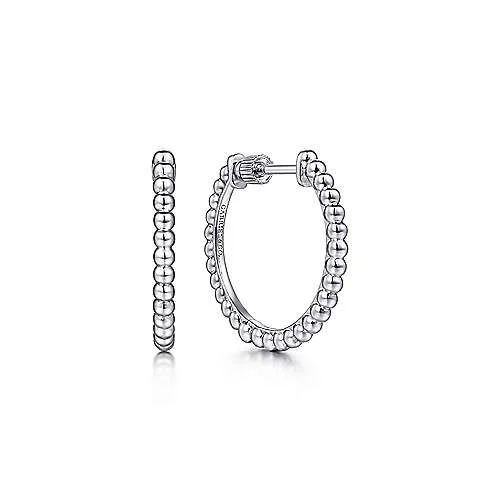 Hoop earrings with textured finishes for a vintage and classic style-Bujukan Beaded Hoops in Sterling Silver