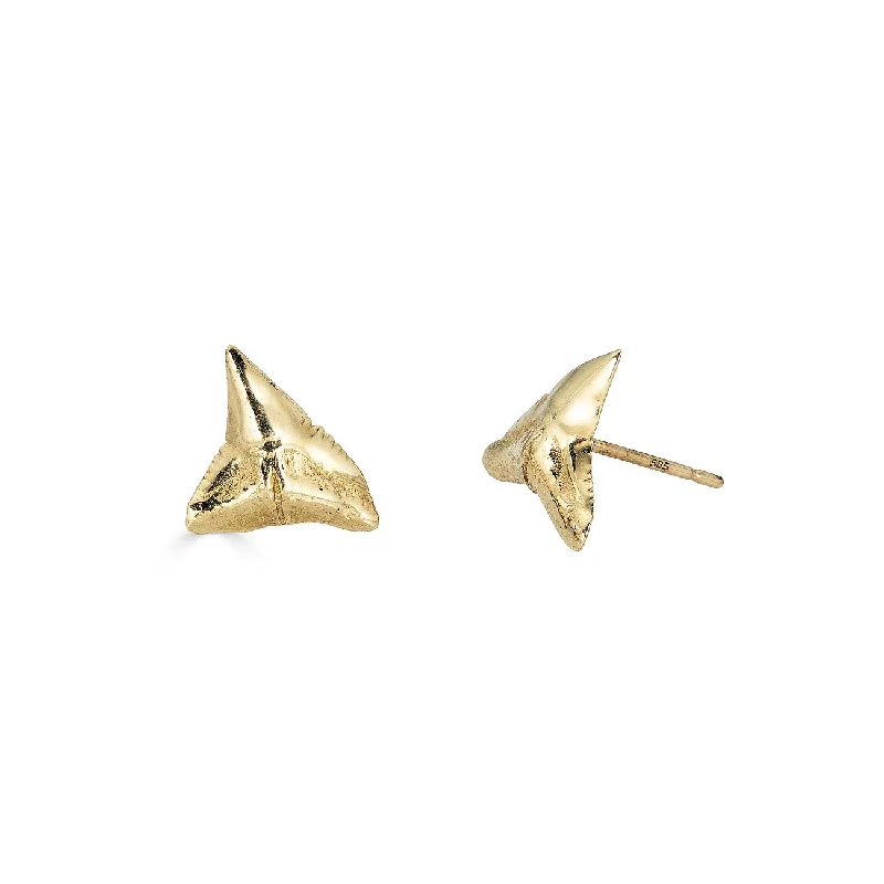 Hoop earrings with textured gold for a refined and sophisticated aesthetic-Bull Shark Earrings, 14k