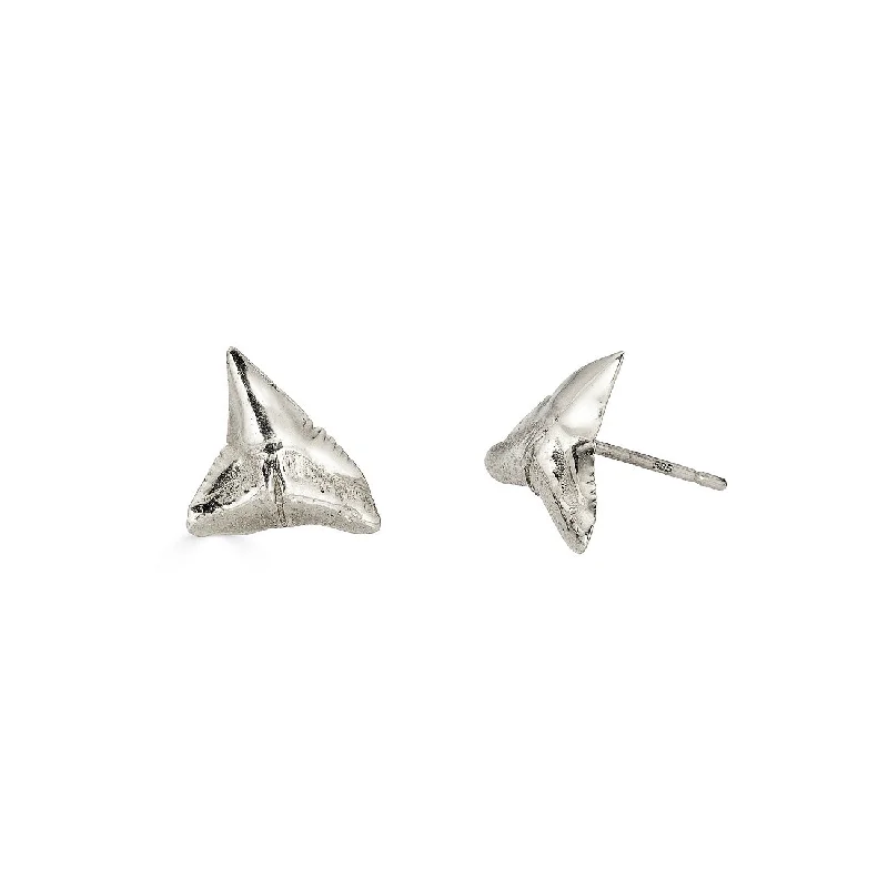 Best hoop earrings with custom designs for a personalized, unique accessory-Bull Shark Earrings, Silver