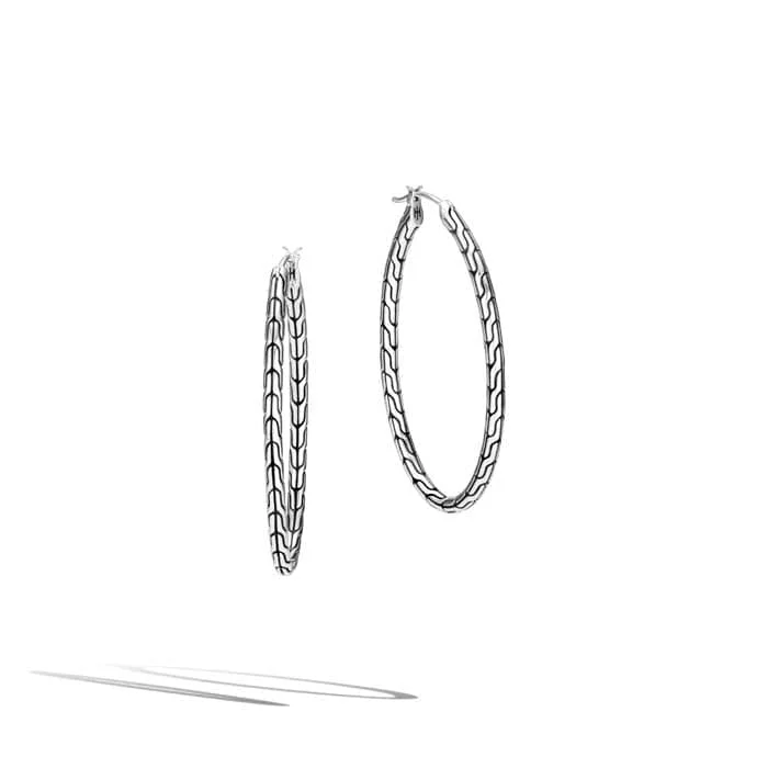 Best hoop earrings with crescent-shaped designs for a bold, moon-inspired style-John Hardy Women's Classic Chain Oval Hoop Earrings in Sterling Silver