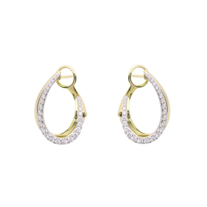 Best hoop earrings with minimal embellishments for a sleek and modern look-Mountz Collection Diamond Oval Bypass Earrings in 14K Yellow and White Gold