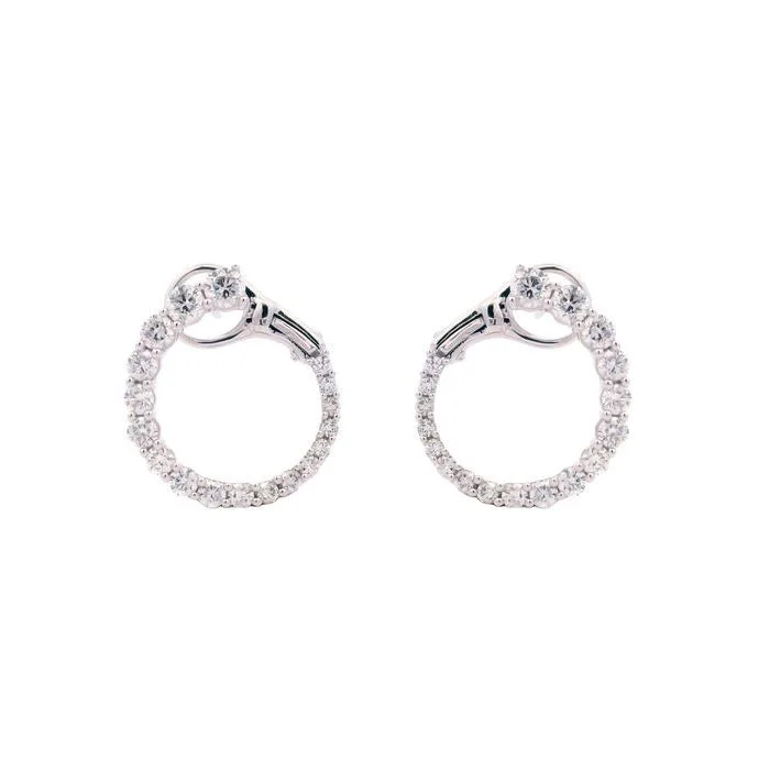 Hoop earrings with oversized pearl accents for a statement-making look-Mountz Collection Diamond Open Circle Bypass Hoop Earrings in 14K White Gold