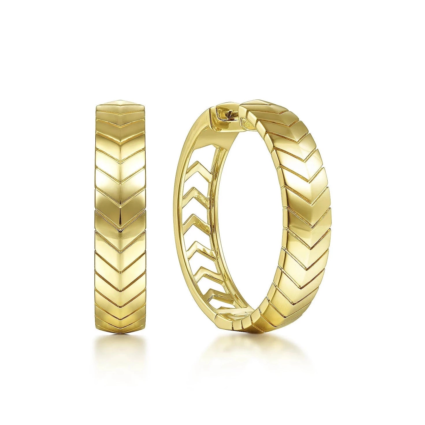 Best hoop earrings with geometric shapes for a modern and artistic appeal-Chevron Earrings in 14K Yellow Gold