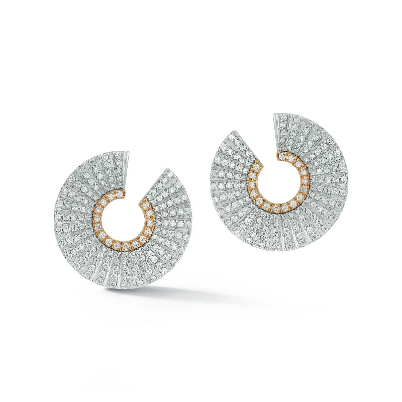 Hoop earrings with artistic filigree designs for an intricate, delicate finish-CLIVE 18K ALL DIAMOND FRONT FACING HOOP EARRINGS