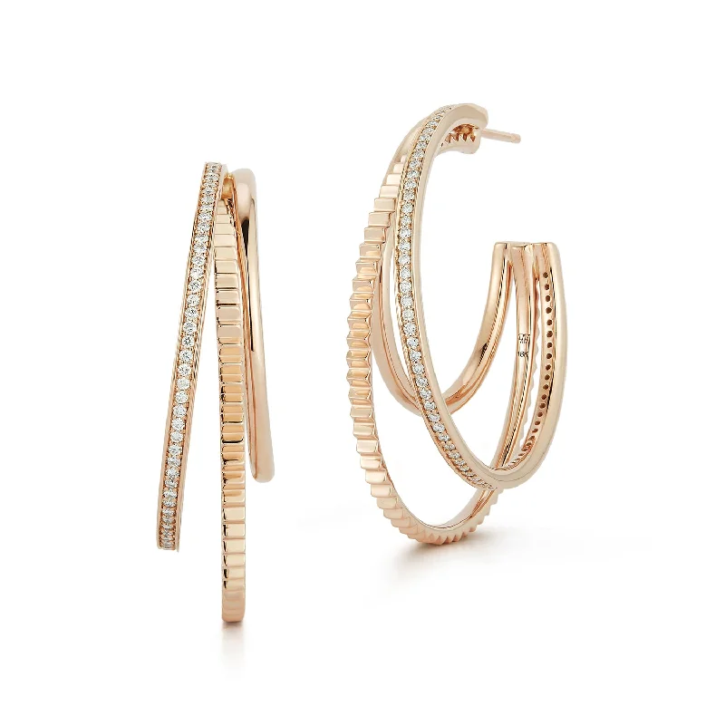 Best hoop earrings with minimalist designs for a clean and modern aesthetic-CLIVE 18K AND DIAMOND TRIPLE HOOP EARRINGS