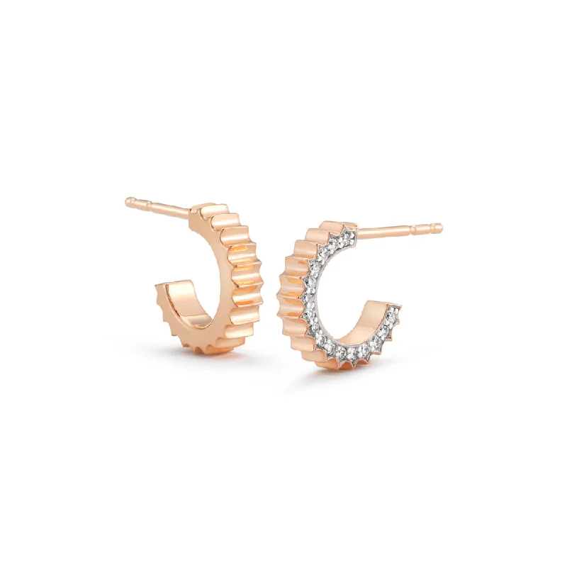 Hoop earrings with twisted metal designs for a dynamic and modern style-CLIVE 18K DIAMOND FLUTED HUGGIE