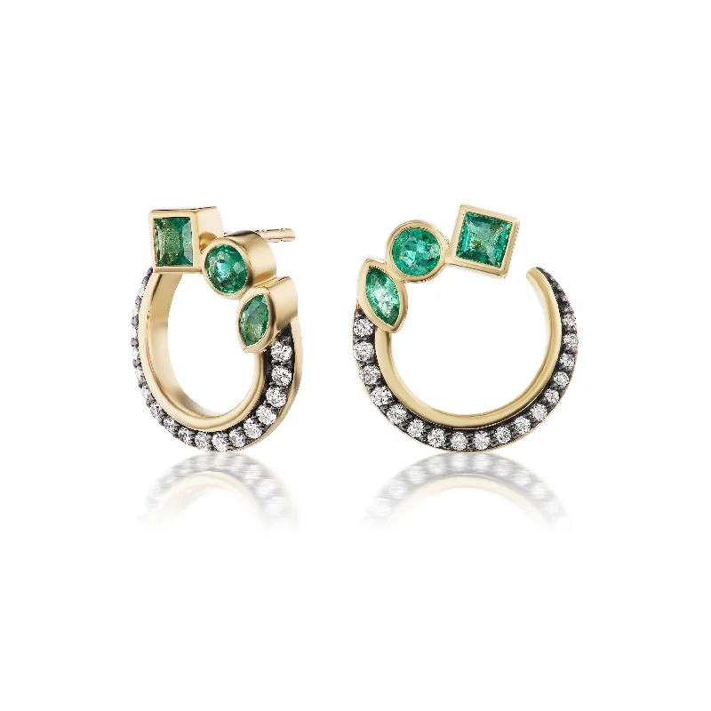 Best hoop earrings with multi-colored gemstones for a vibrant and lively touch-Mini Bezel Crescents