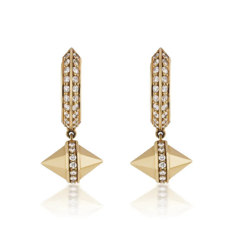 Hoop earrings with dangling charms for a playful and fun look-Gold Pietra Pave Huggies