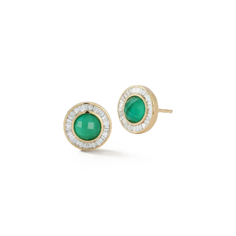 Best hoop earrings with geometric pendants for a modern, chic appeal-Cosmos Studs - Green Jade