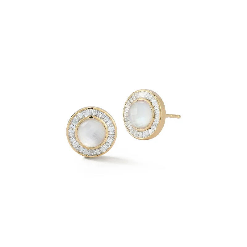 Hoop earrings with oversized pearl accents for a statement-making look-Cosmos Studs - Pink Mother of Pearl