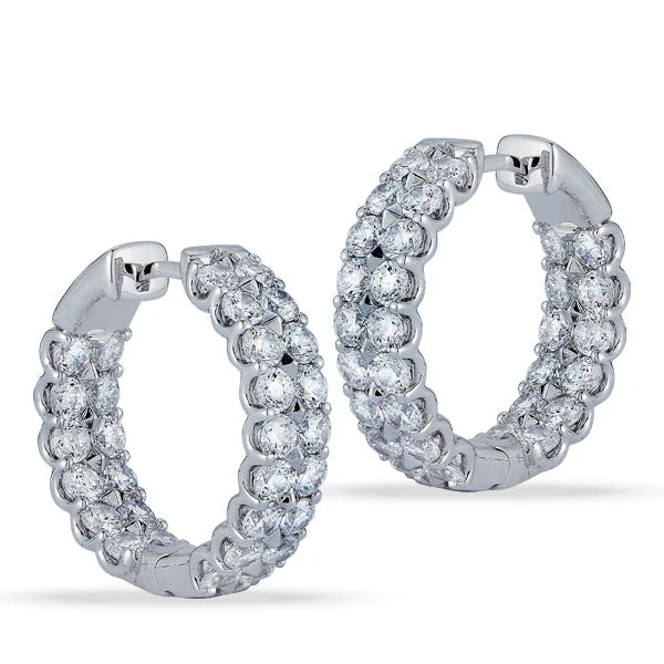 Hoop earrings with satin finishes for a smooth and elegant appearance-Grown Diamond Double Row Inside-Outside Hoop Earrings