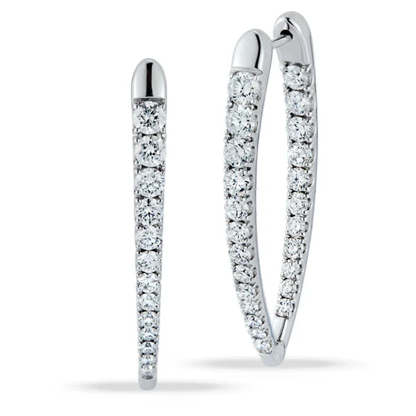 Best hoop earrings with gold-plated finishes for an affordable luxury vibe-Grown Diamond V Hoops in 14K White Gold