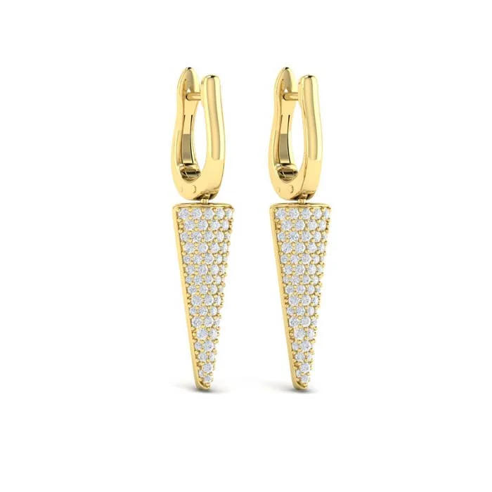 Best hoop earrings with baroque pearls for a luxurious and elegant vibe-Vlora Miravel Diamond Trinity Drop Huggie Earrings in 14K Yellow Gold