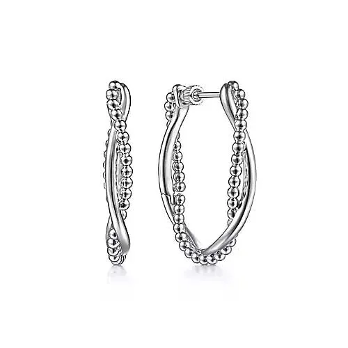 Best hoop earrings with geometric triangle shapes for a modern, chic design-Gabriel & Co. 30MM Bujukan Intricate Oval Hoop Earrings in Sterling Silver