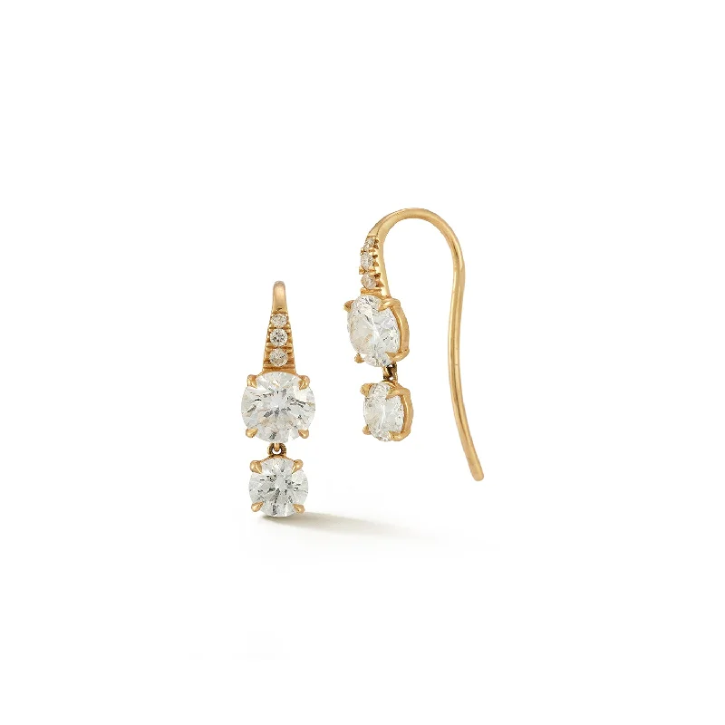 Hoop earrings with textured gold for a refined and sophisticated aesthetic-Dew Drops - Double Diamond