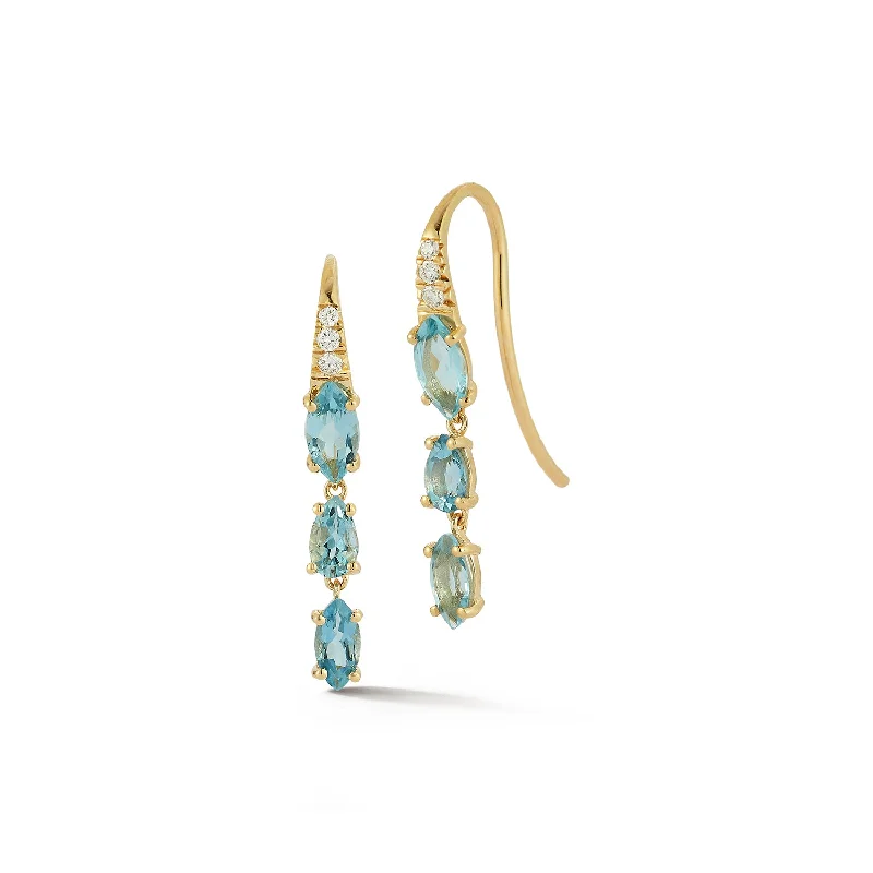 Best hoop earrings with sparkling cubic zirconia for a brilliant, budget-friendly effect-Dew Drops - Triple Zimbaqua Aquamarine