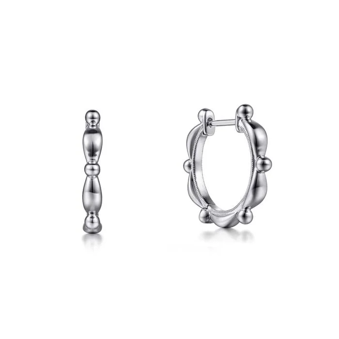 Hoop earrings with stacked layers for a bold and textured design-Gabriel & Co. Bujukan Huggie Earrings in Sterling Silver