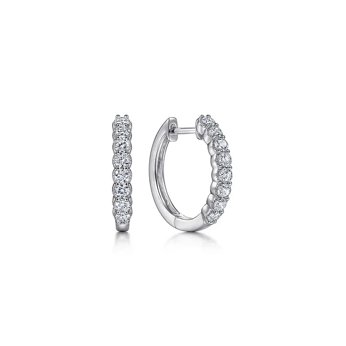 Best hoop earrings with cubic zirconia for a budget-friendly, dazzling look-Diamond Huggie Hoop Earrings in 14K White Gold