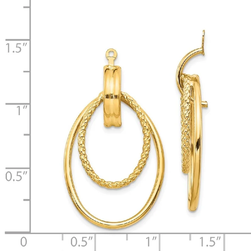 Best hoop earrings with angel wing accents for a spiritual and meaningful design-Diamond2Deal 14K Yellow Gold Double Hoop Earring Jackets 36x12 mm (L-36 mm, W-21 mm)