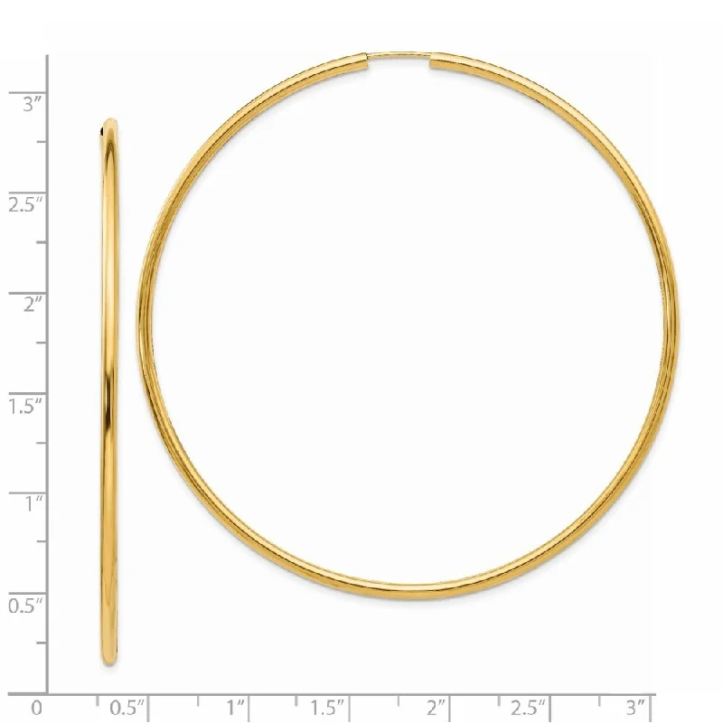 Best hoop earrings with blackened metal for an edgy and bold appearance-Diamond2Deal 14K Yellow Gold Endless Hoop Earrings (L- 69.5 mm, W- 69.5 mm)