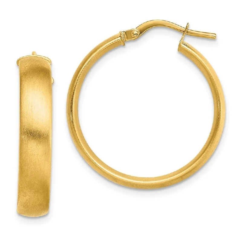 Best hoop earrings with geometric shapes for a modern and artistic appeal-Diamond2Deal 14K Yellow Gold Medium x5mm Satin Hoop Earrings (L- 24.5 mm, W- 24.5 mm)