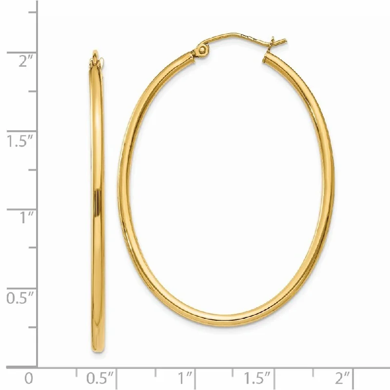 Best hoop earrings with hammered gold for a rustic yet elegant look-Diamond2Deal 14k Yellow Gold Oval Hoop Earrings (L-28 mm, W-34.5 mm)