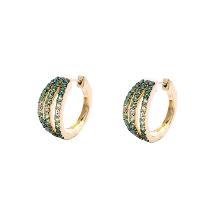 Hoop earrings with tortoiseshell designs for a chic and classic style-Le Vian Hoop Earrings featuring Tsavorite Garnet Ombré and White Sapphires in 14K Yellow Gold