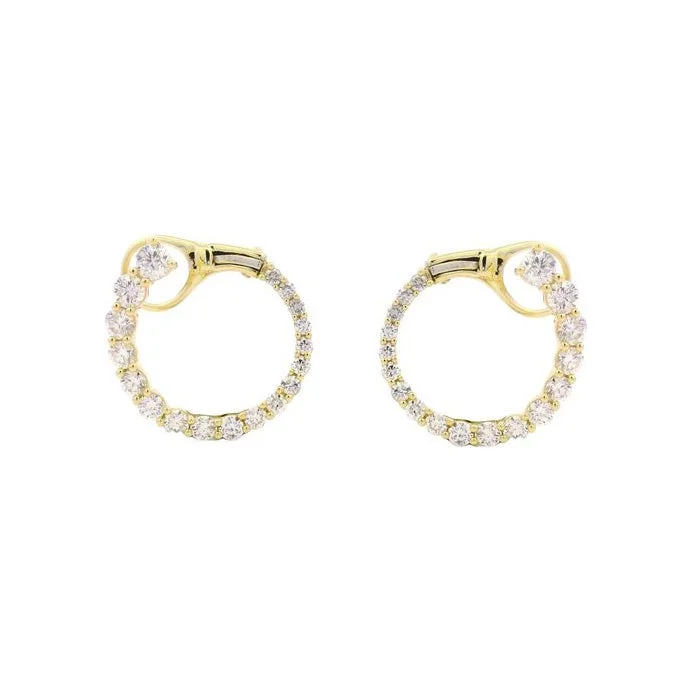 Hoop earrings with luxe velvet finishes for a rich and luxurious touch-Mountz Collection Diamond Open Circle Bypass Hoop Earrings in 14K Yellow Gold