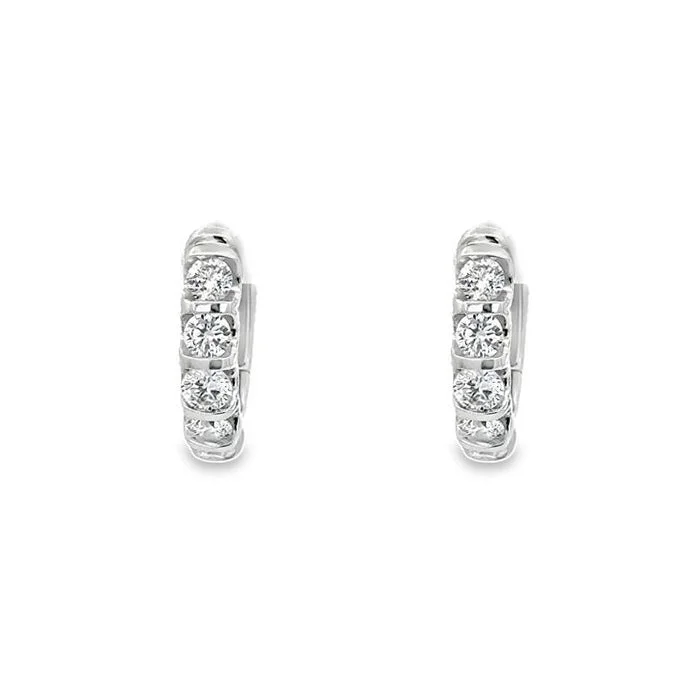 Best hoop earrings with hammered gold for a rustic yet elegant look-Mountz Collection 1CTW Diamond Huggie Earring in 14K White Gold