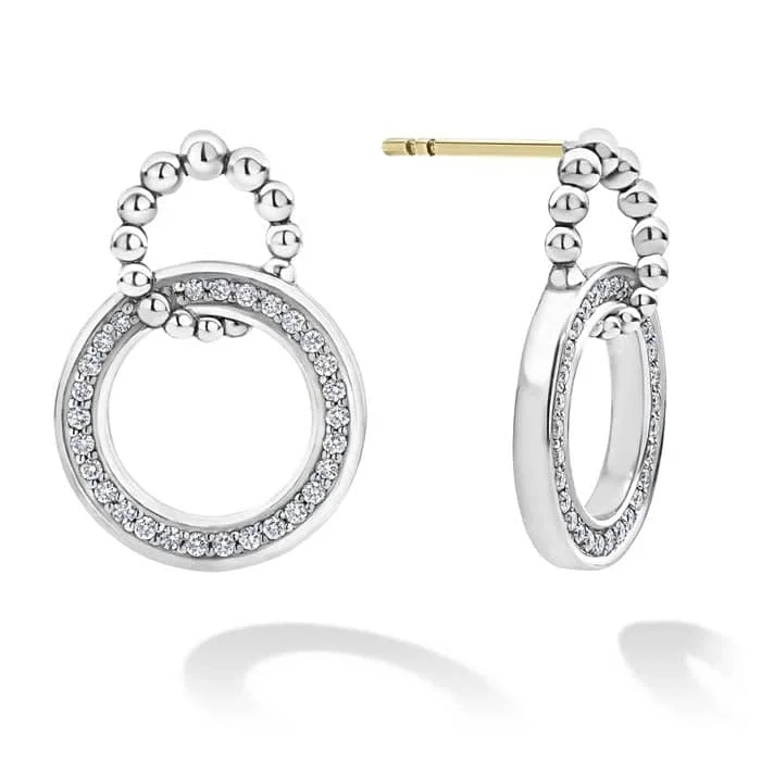 Small hoop earrings for a delicate and understated everyday wear-LAGOS Caviar Spark Double Circle Diamond Earrings in Sterling Silver