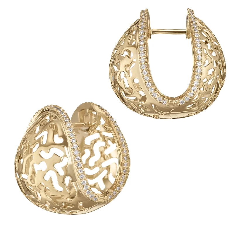 Best hoop earrings with infinity designs for a timeless and meaningful symbol-Elliptic Lace Statement Earrings in Solid Gold