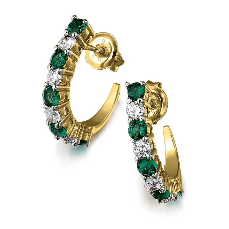 Best hoop earrings with custom designs for a personalized, unique accessory-Tru-Emerald Crescent Earrings