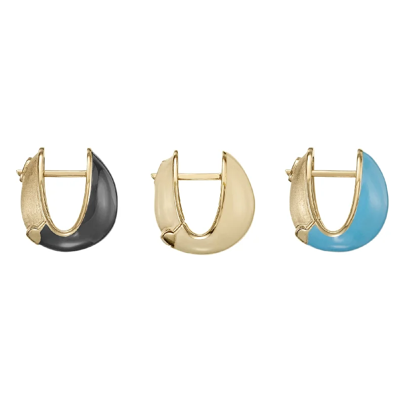 Hoop earrings with crescent moon shapes for a celestial and mystical appearance-Enamel & 18K Gold Chunky Huggie Earring