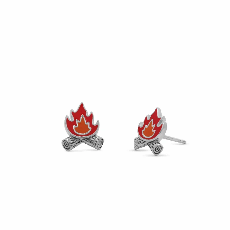 Best hoop earrings with Swarovski crystals for added sparkle and luxury-Enamel Campfire Studs