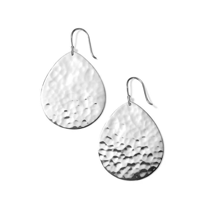 Classic hoop earrings with a thin profile for a sleek and subtle style-Ippolita Classico Crinkle Medium Teardrop Hammered Earrings in Sterling Silver