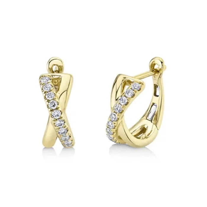 Best hoop earrings with sterling silver for an affordable and chic design-Shy Creation .25CTW Diamond "X" Shaped Huggie Earrings in 14K Yellow Gold