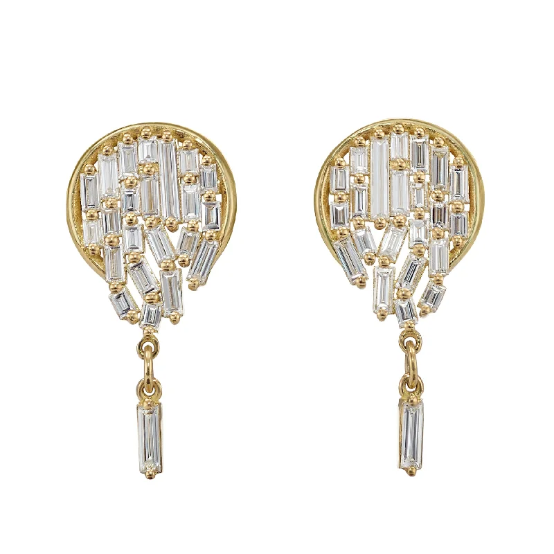 Hoop earrings with stacked layers for a bold and textured design-Baguette Diamond Mosaic Earrings