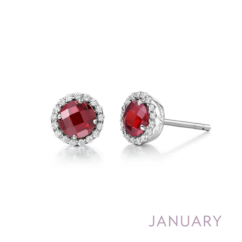 Best hoop earrings with oval shapes for a unique and elongated design-Garnet Birthstone Earrings in Sterling Silver