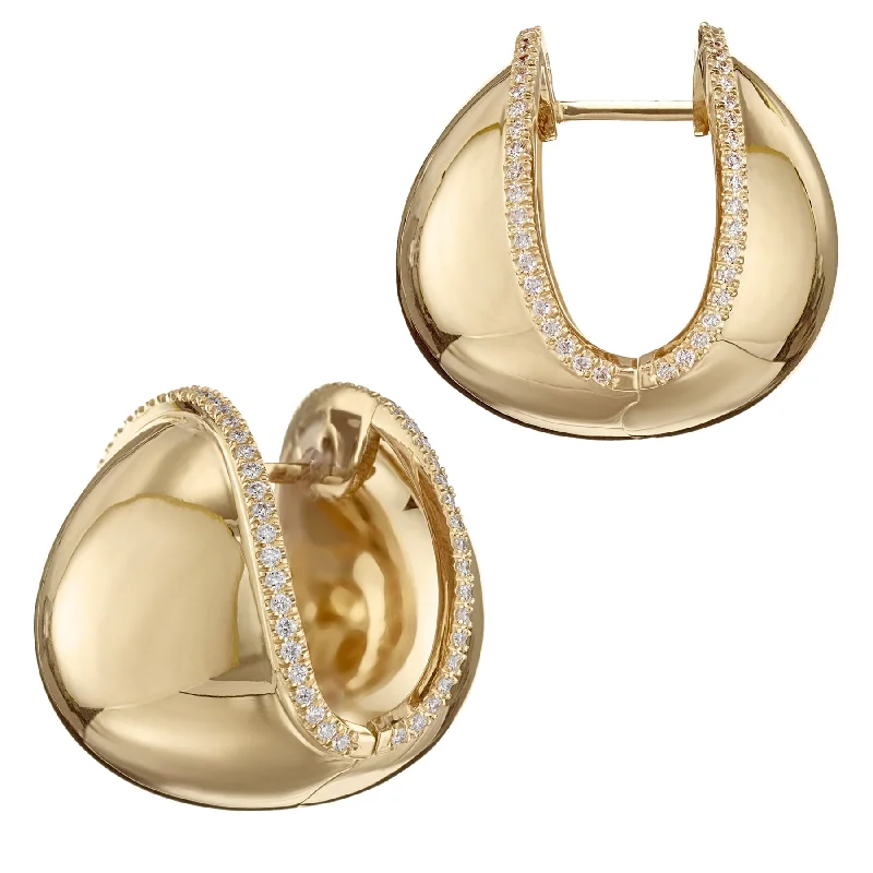 Hoop earrings with oversized designs for a bold, fashion-forward statement-Gold & Diamond Moon Ball Earrings