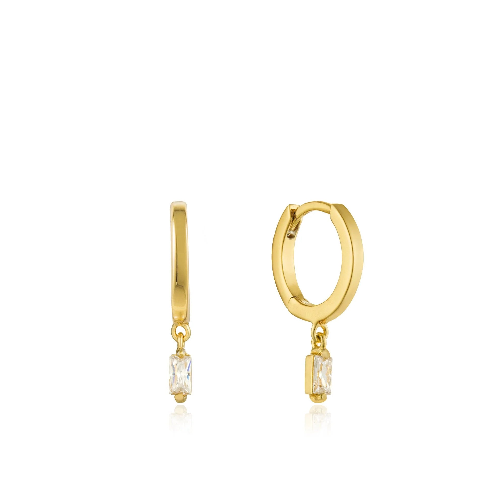 Hoop earrings with floral motifs for a feminine and nature-inspired look-Gold Glow Huggie Hoops in Sterling Silver