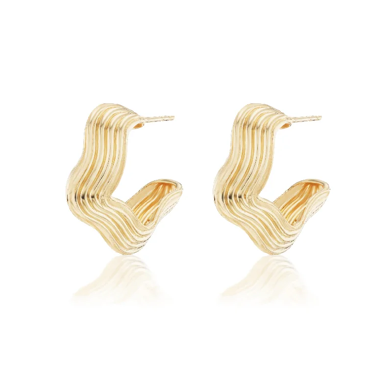 Hoop earrings with textured gold for a refined and sophisticated aesthetic-Gold Marea Hoops