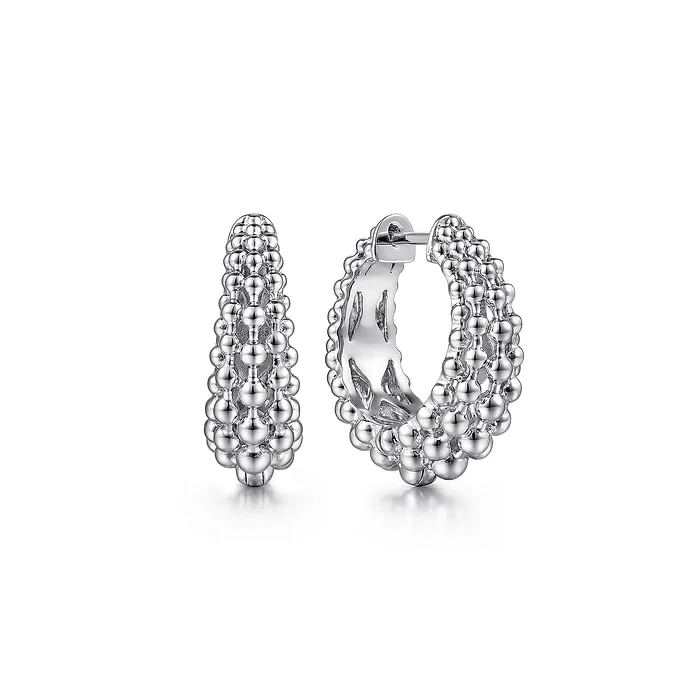 Best hoop earrings with vintage-style detailing for a nostalgic and timeless look-Graduated Bead Huggie Hoop Earrings in Sterling Silver