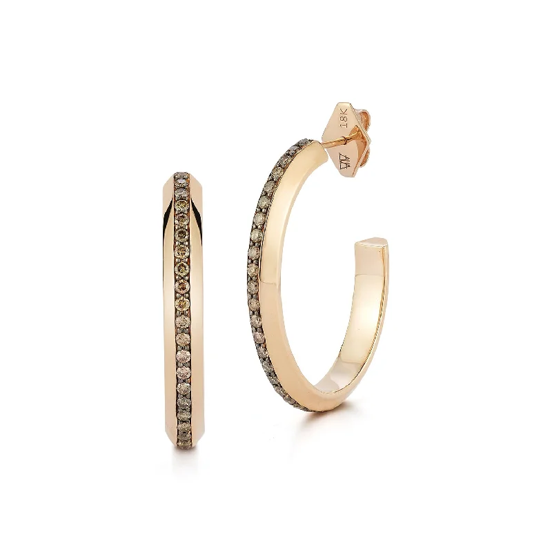 Best hoop earrings with enamel details for a colorful and modern look-GRANT 18K AND CHAMPAGNE DIAMOND KNIFE EDGE HOOP EARRINGS