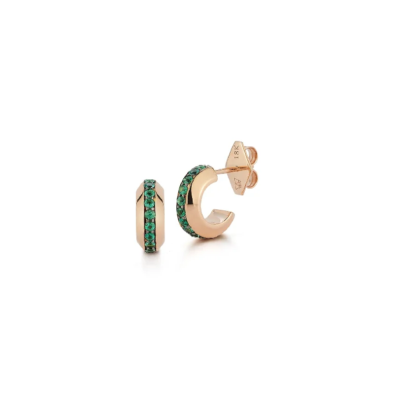 Hoop earrings with pearl accents for a chic and classic style-GRANT 18K GREEN EMERALD KNIFE EDGE HUGGIE EARRINGS