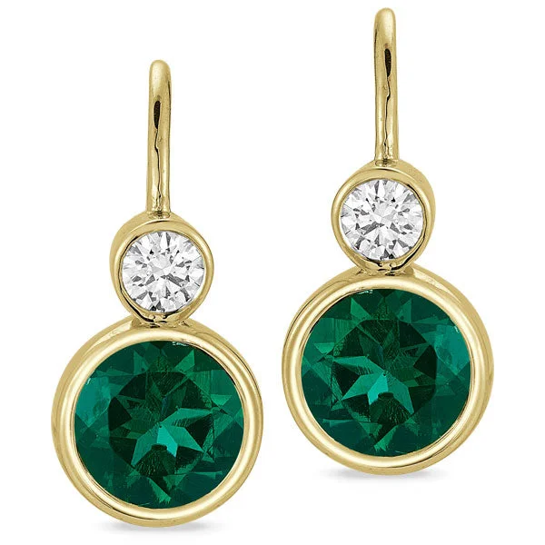 Best hoop earrings with detachable studs for a versatile and adjustable accessory-Grown Diamond & Emerald Earrings in 14K Yellow Gold