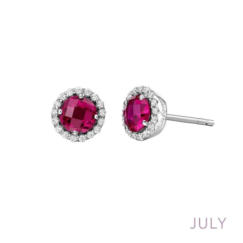 Hoop earrings with removable pendants for a versatile and customizable accessory-Grown Ruby Birthstone Earrings in Sterling Silver