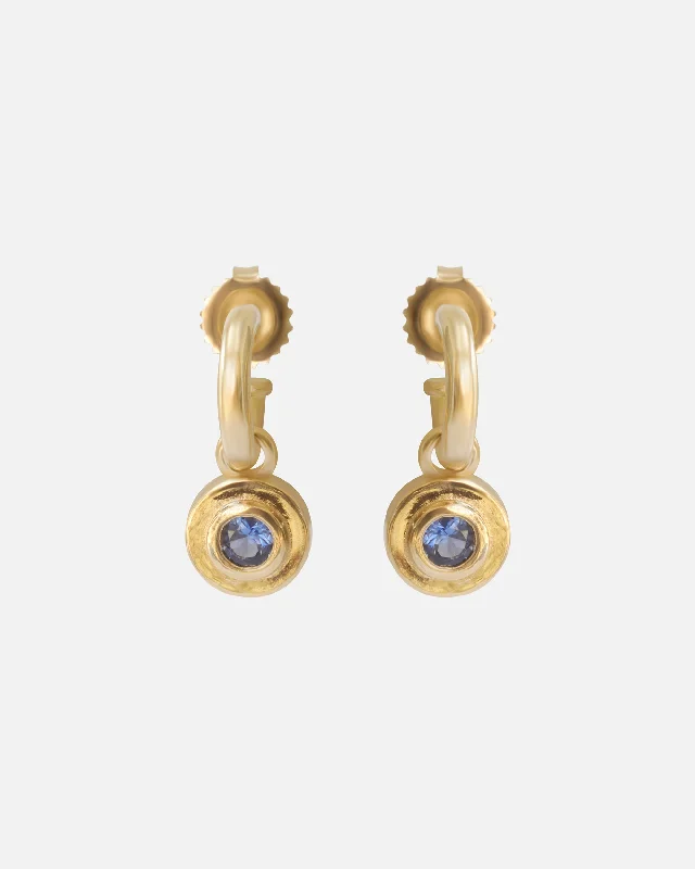 Hoop earrings with gold accents for a warm, elegant statement piece-Hoops / Blue Sapphire Drops