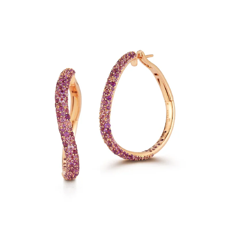 Hoop earrings with diamond-cut surfaces for added sparkle and shine-JULIAN 18K GOLD AND AMETHYST CURVED HOOP EARRINGS